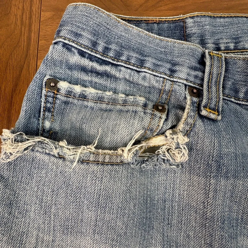 Levis 569 Loose Straight Jeans 38x30 Light Wash Distressed Y2K Rare Blank R Tab